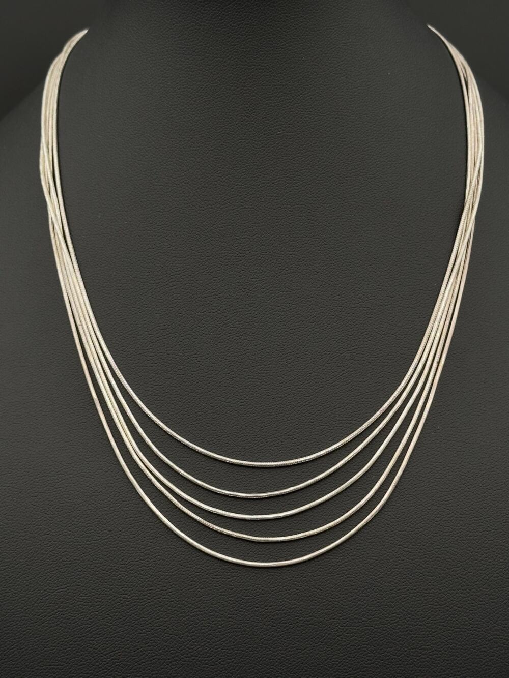 5-Strand Sterling Silver Italian Snake Chain Necklace, 925